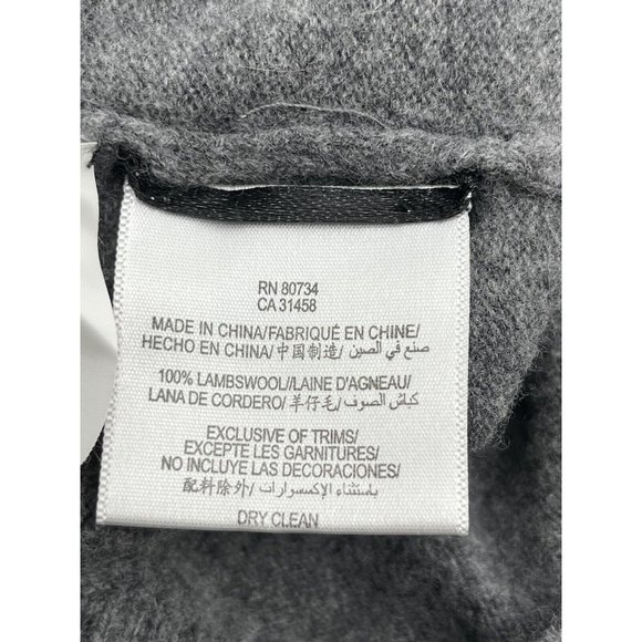 BCBG MAXAZRIA 100% lambswool GRay V-NECK SHORT SLEEVE 2 POCKETS ZIP SWEATER L - Picture 6 of 8